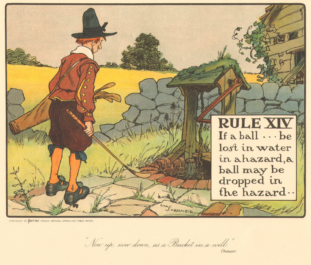 GOLF. Charles Crombie. RULE XIV. If a ball be lost in water. Original 1905
